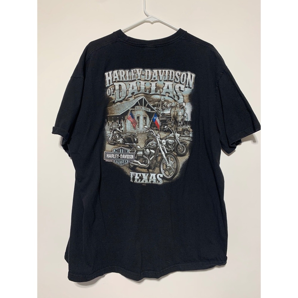 Harley Davidson Men Size 2XL Black Harley of Dallas Graphic Short Sleeve Shirt